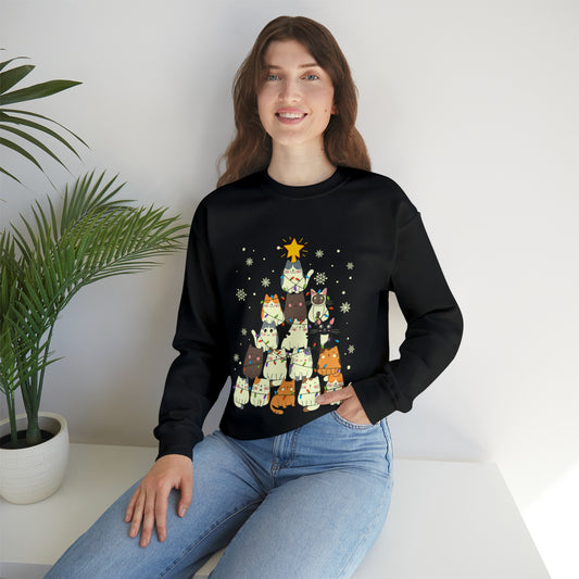 Cat Christmas sweater Kitty Christmas tree sweatshirt Family Cat lover gift for gift for him Merry Bright Christmas sweatshirt Christmas