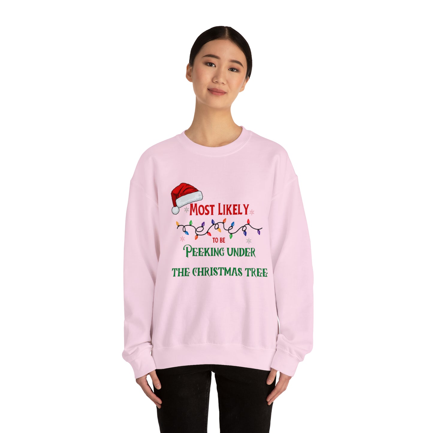 Matching Family Christmas Shirts Most likely to peek under the Christmas tree Santa claus Hat family tshirts Family Christmas Shirt, Matching Xmas Tees Custom Christmas T shirt photos