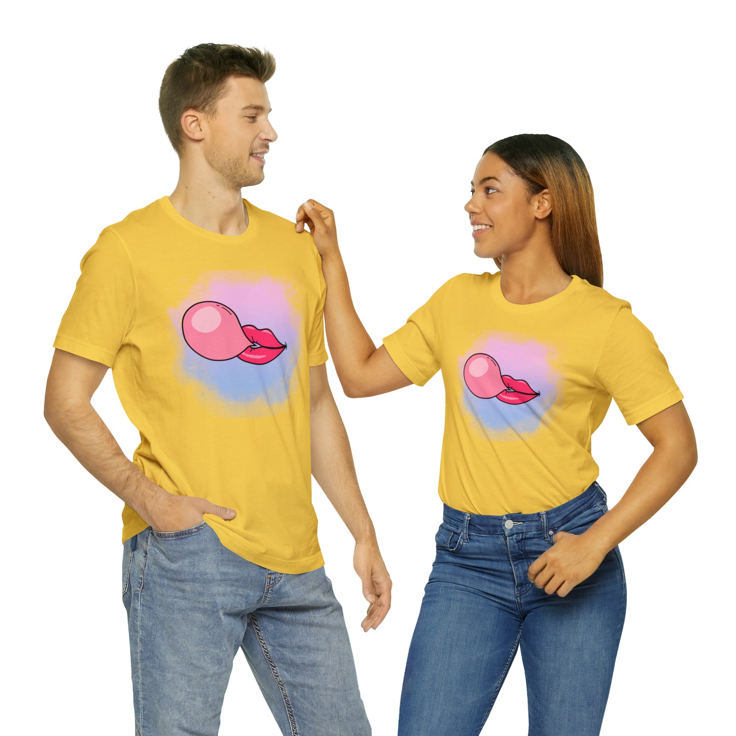 Bubble gum kiss shirt, Pink Gum Shirt, Galantine gift travel shirt, best friend trip, girls vacation trip, Unisex Jersey Short Sleeve Tee