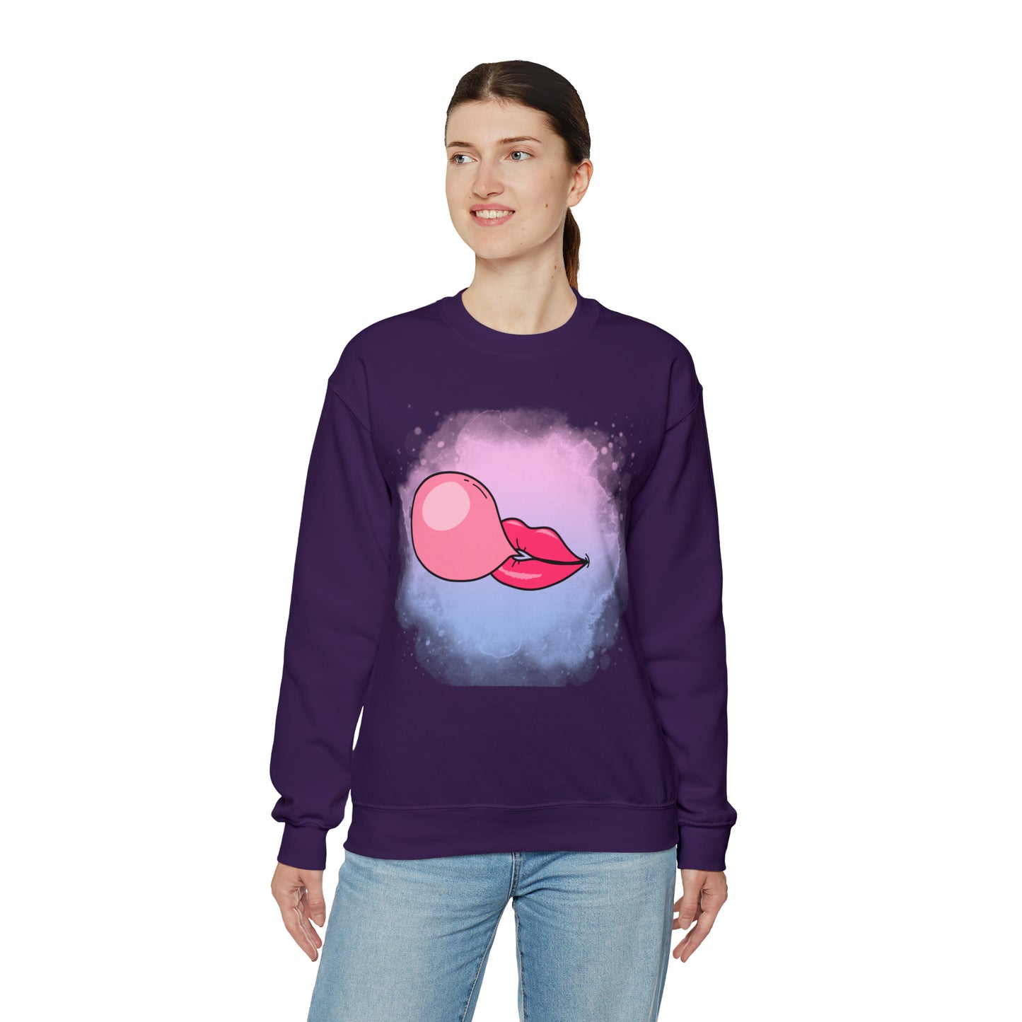 Bubble Gum kiss sweatshirt, Summer Bubblegum shirt, Birthday gift for her,Galantine travel sweatshirt,Unisex Heavy Blend Crewneck Sweatshirt