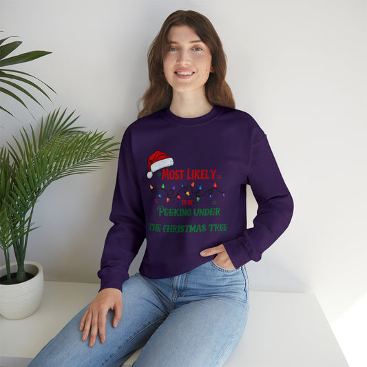 Matching Family Christmas Shirts Most likely to peek under the Christmas tree Santa claus Hat family tshirts Family Christmas Shirt, Matching Xmas Tees Custom Christmas T shirt photos