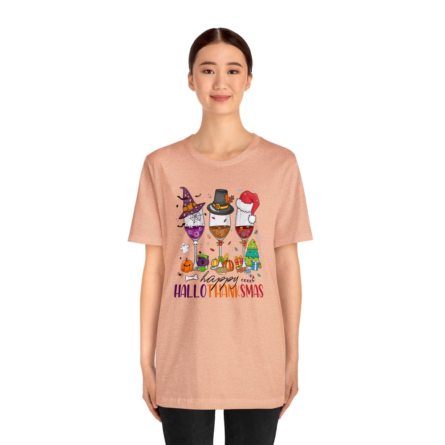 Wine lover shirt Happy holidays shirt Hallothanksmas gift for her gift for him happy Hallothanksmas Shirt Christmas gift Thanksgiving shirt