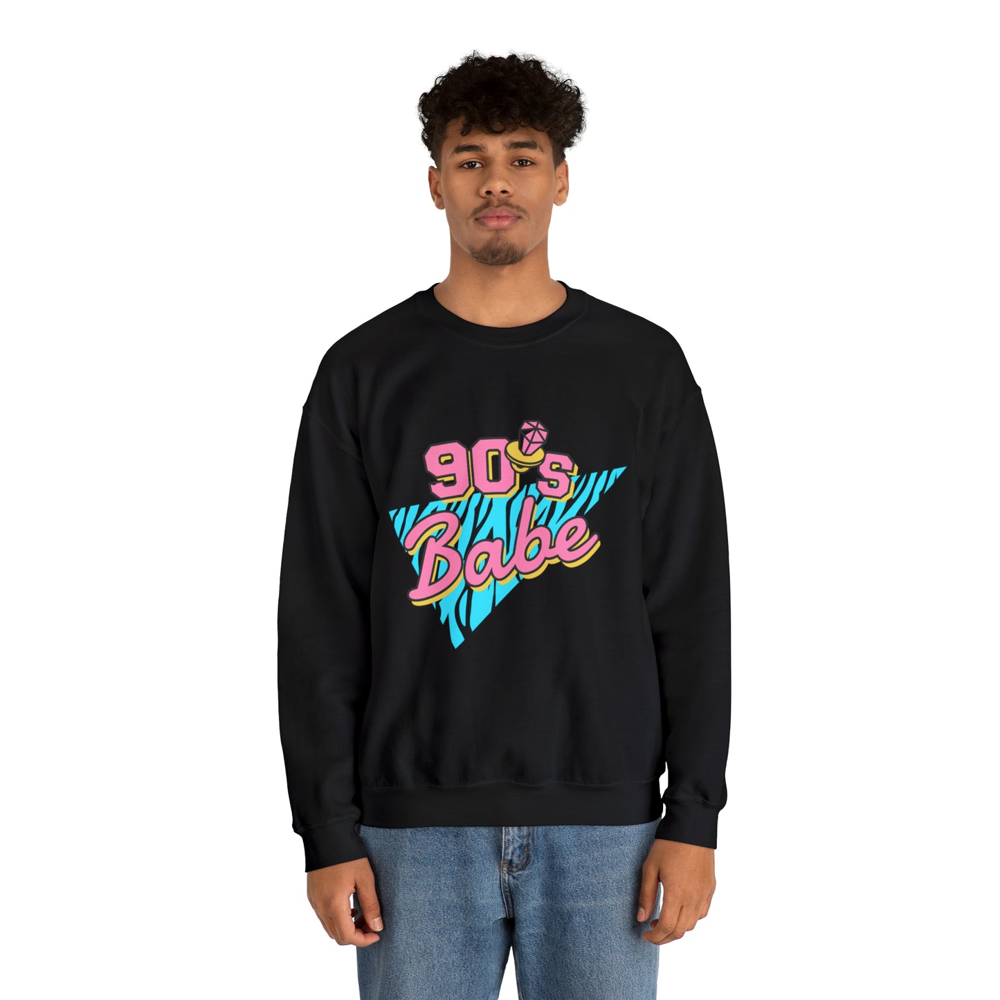 90's Babe Sweatshirt, Pink blue shirt, Unisex Heavy Blend Crewneck Sweatshirt
