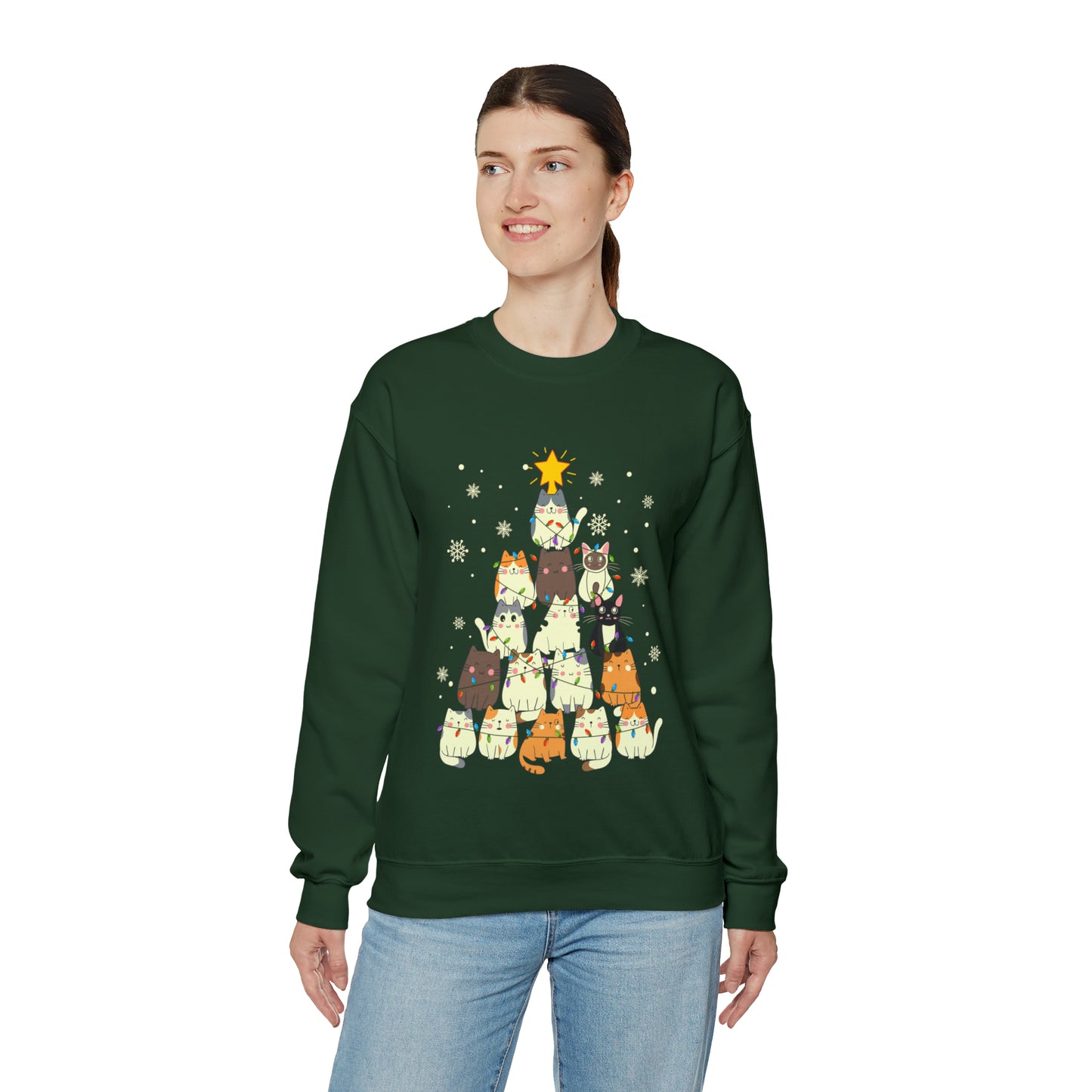 Cat Christmas sweater Kitty Christmas tree sweatshirt Family Cat lover gift for gift for him Merry Bright Christmas sweatshirt Christmas