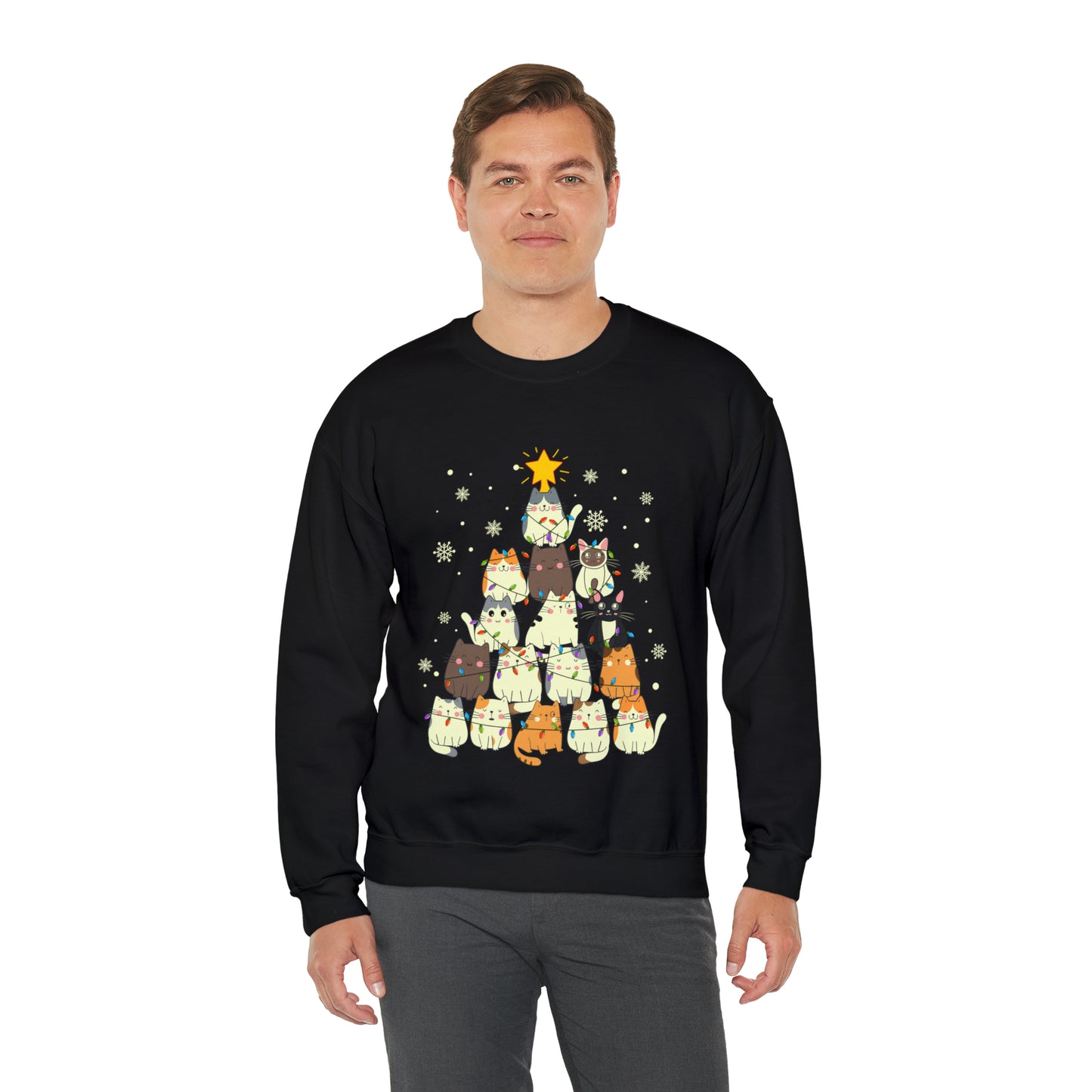 Cat Christmas sweater Kitty Christmas tree sweatshirt Family Cat lover gift for gift for him Merry Bright Christmas sweatshirt Christmas