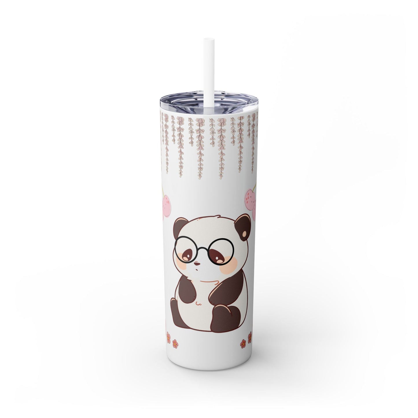 Cute panda Animal Skinny Tumbler with Straw Kawaii bottle 20oz - Perfect for Kids, Pets Lovers, Birthday Gift, Travel, Summer Fun