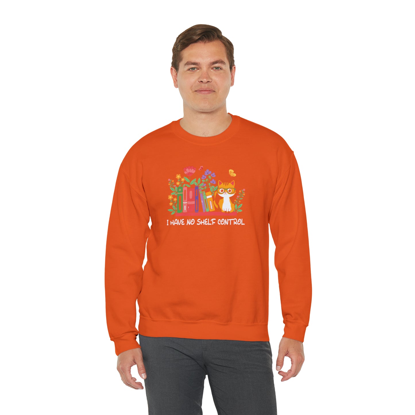 Cat lover Sweatshirt book lover sweater BookShelf control orange cat Shirt Halloween Cat Sweatshirt Gift for Cat Lover Gift for Cat Mom Gift