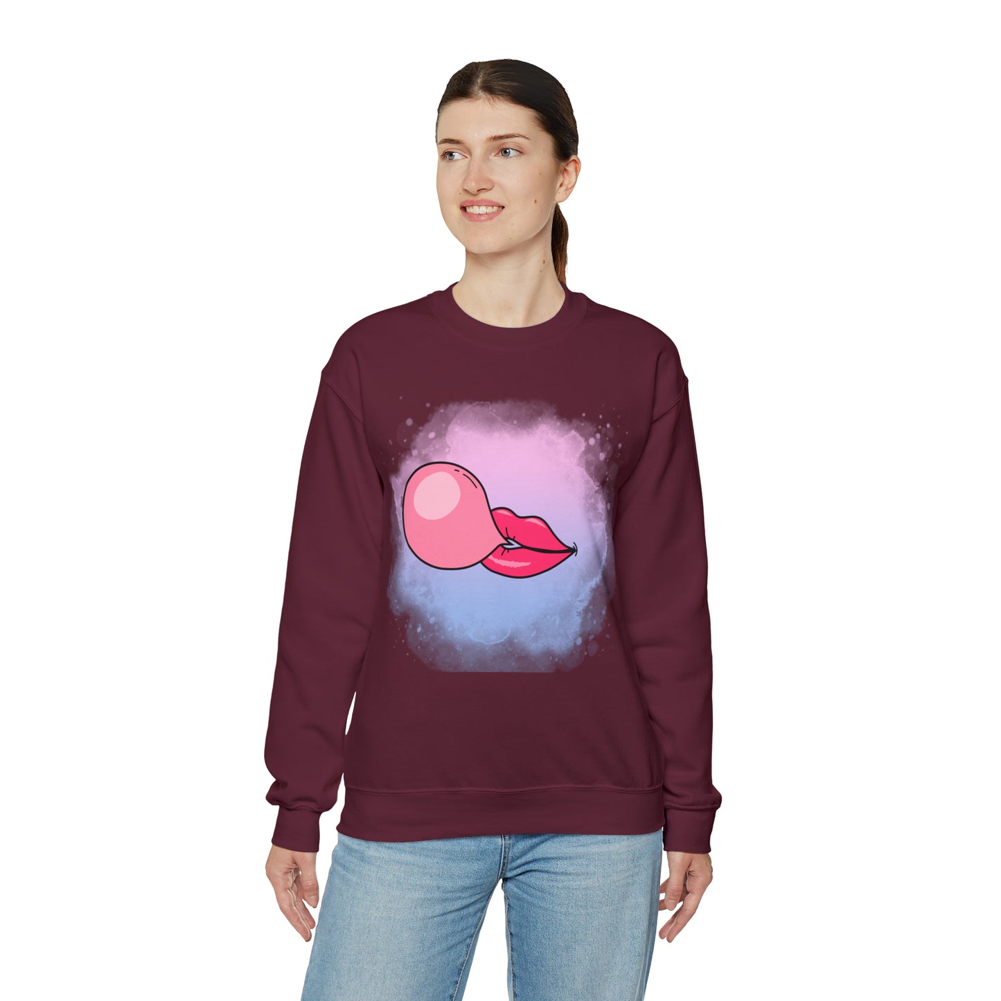 Bubble Gum kiss sweatshirt, Summer Bubblegum shirt, Birthday gift for her,Galantine travel sweatshirt,Unisex Heavy Blend Crewneck Sweatshirt