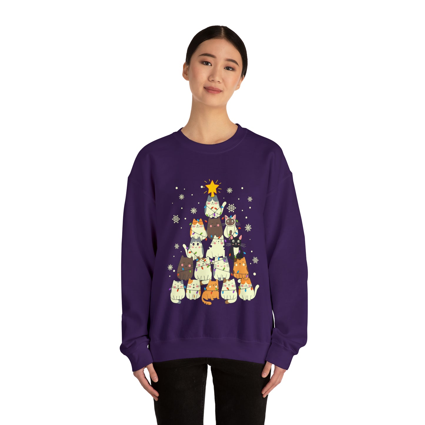 Cat Christmas sweater Kitty Christmas tree sweatshirt Family Cat lover gift for gift for him Merry Bright Christmas sweatshirt Christmas