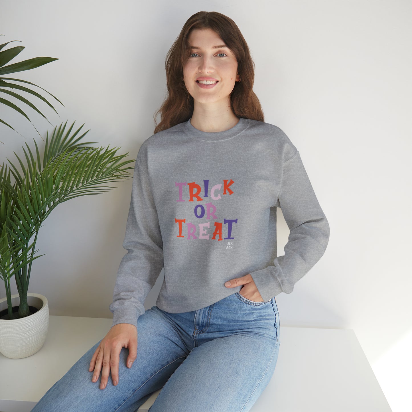 Trick or Treat Funny Halloween Sweatshirt Funny Halloween Horror Shirt Halloween Women's Sweatshirt Funny Halloween Tee Unisex gift pastel