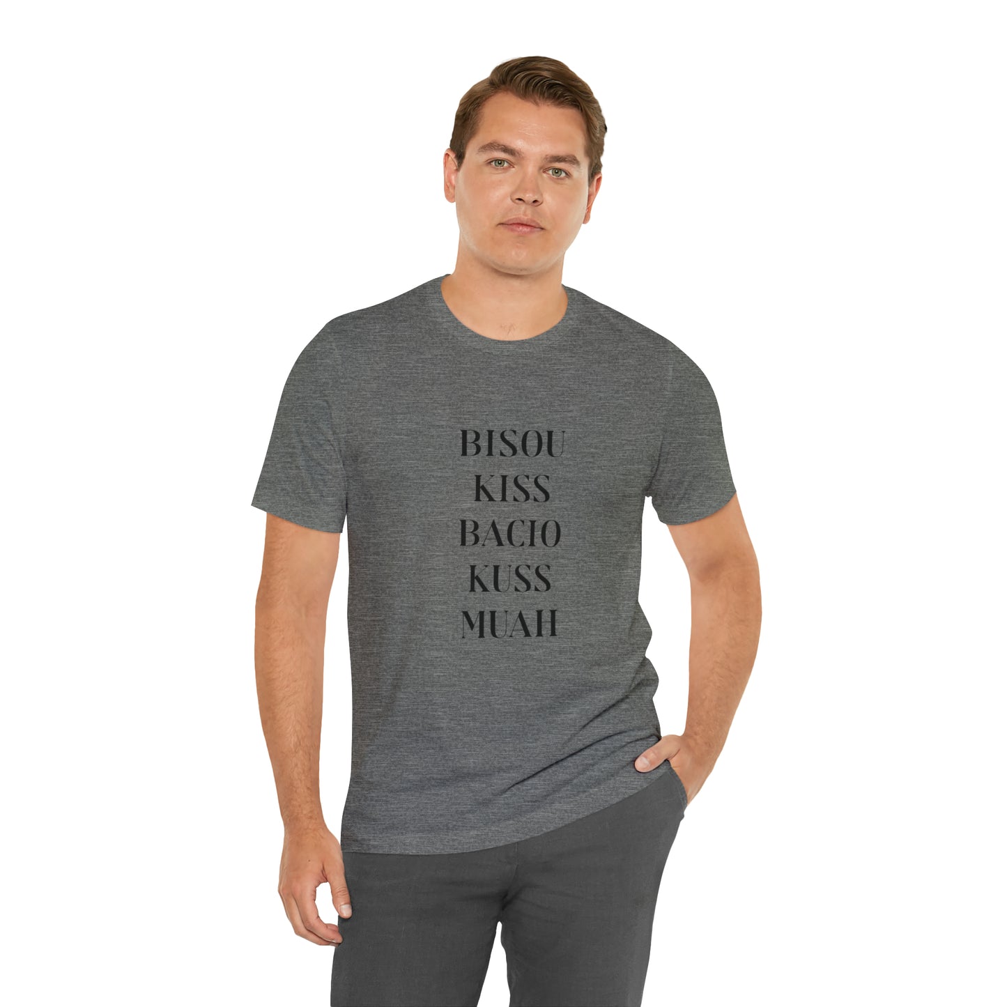 Bisou kiss shirt, travel shirt, best friend trip, girls vacation trip, Unisex Jersey Short Sleeve Tee