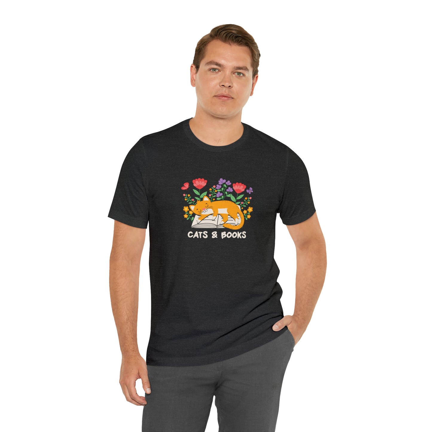 Cat Mom Shirt Cat Lover Tee Cute Book Cat Shirt Floral Book Shirt Book Lover Sweatshirt Reader Bookish Tee Cat Themed Gift For Women for men