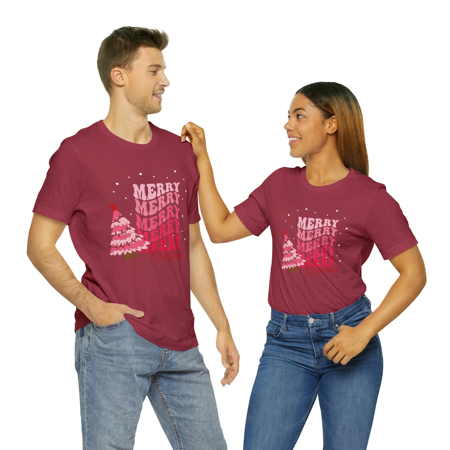 Festive AF shirt Pink Merry Bright Christmas Tshirt for Women Christmas Shirt Sweater Holiday Christmas gift for her gift for him unisex