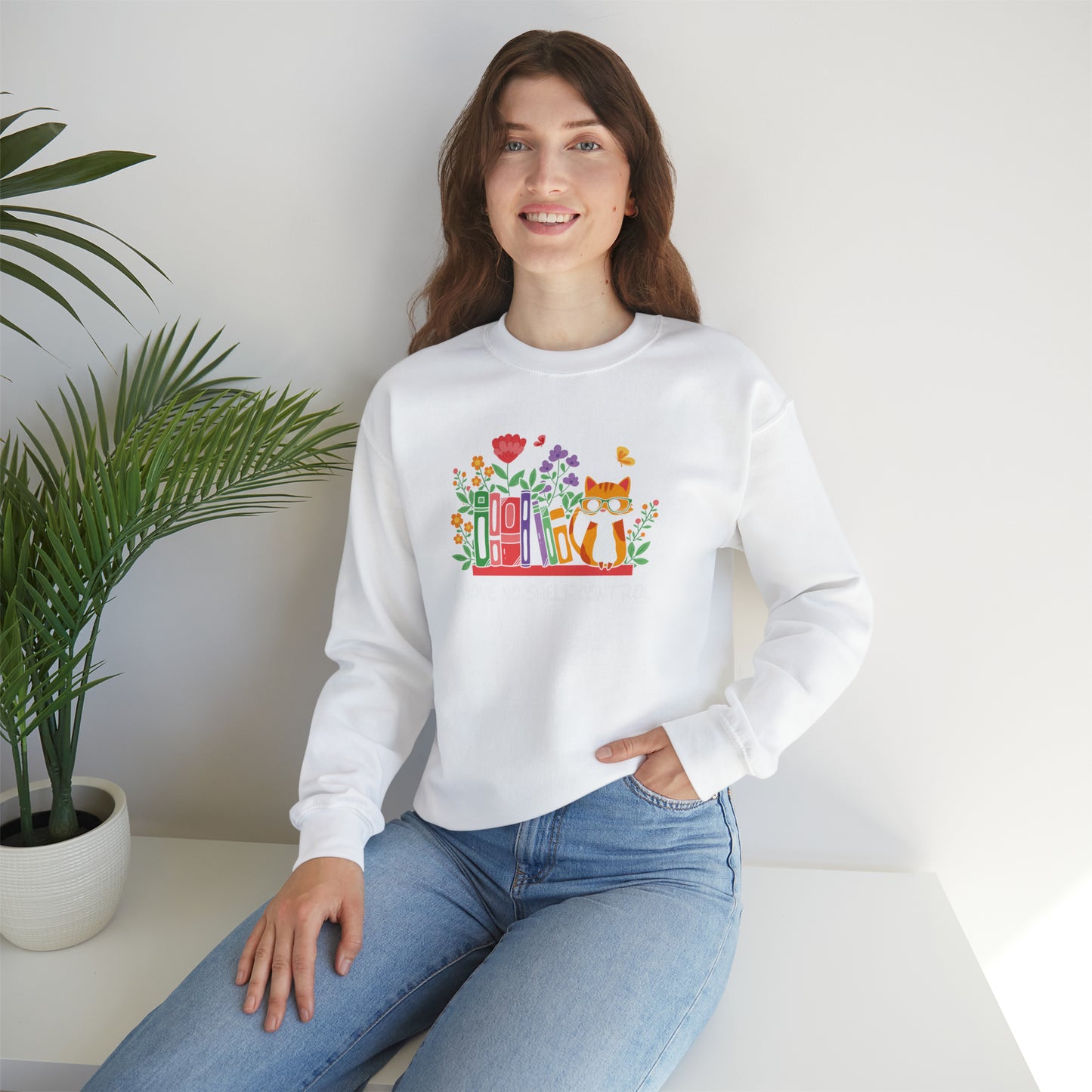 Cat lover Sweatshirt book lover sweater BookShelf control orange cat Shirt Halloween Cat Sweatshirt Gift for Cat Lover Gift for Cat Mom Gift