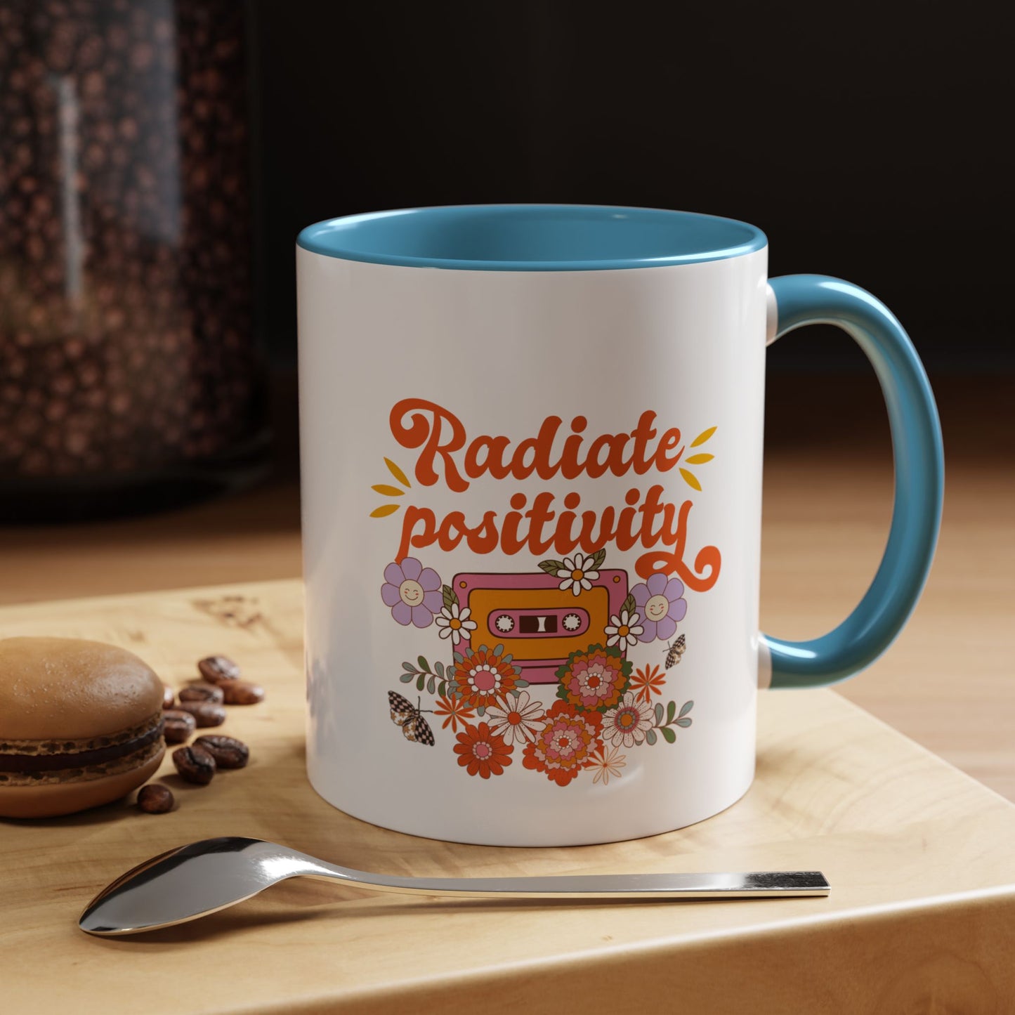 Radiate positivity mug Morning affirmation mug shining light mug Delulu mug retro gift Christmas gift for her gift for him bestie gift