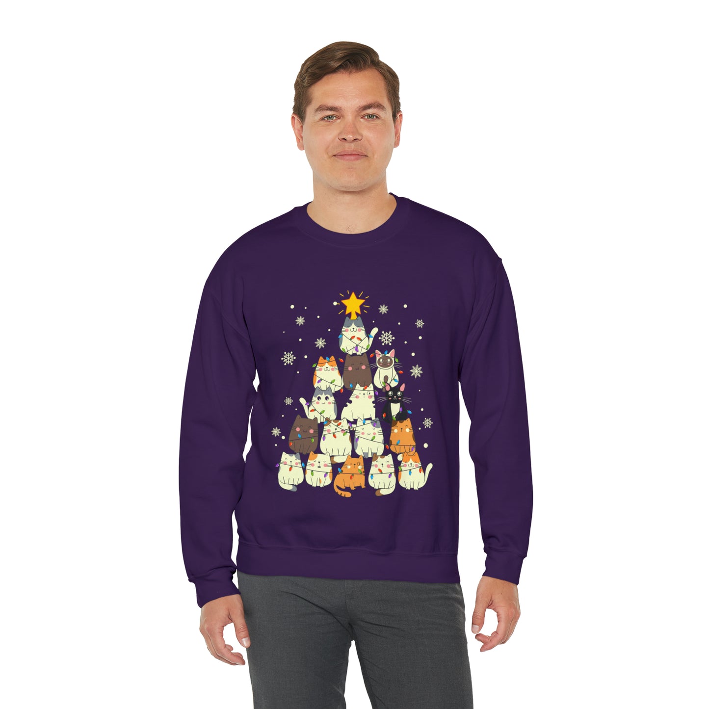 Cat Christmas sweater Kitty Christmas tree sweatshirt Family Cat lover gift for gift for him Merry Bright Christmas sweatshirt Christmas