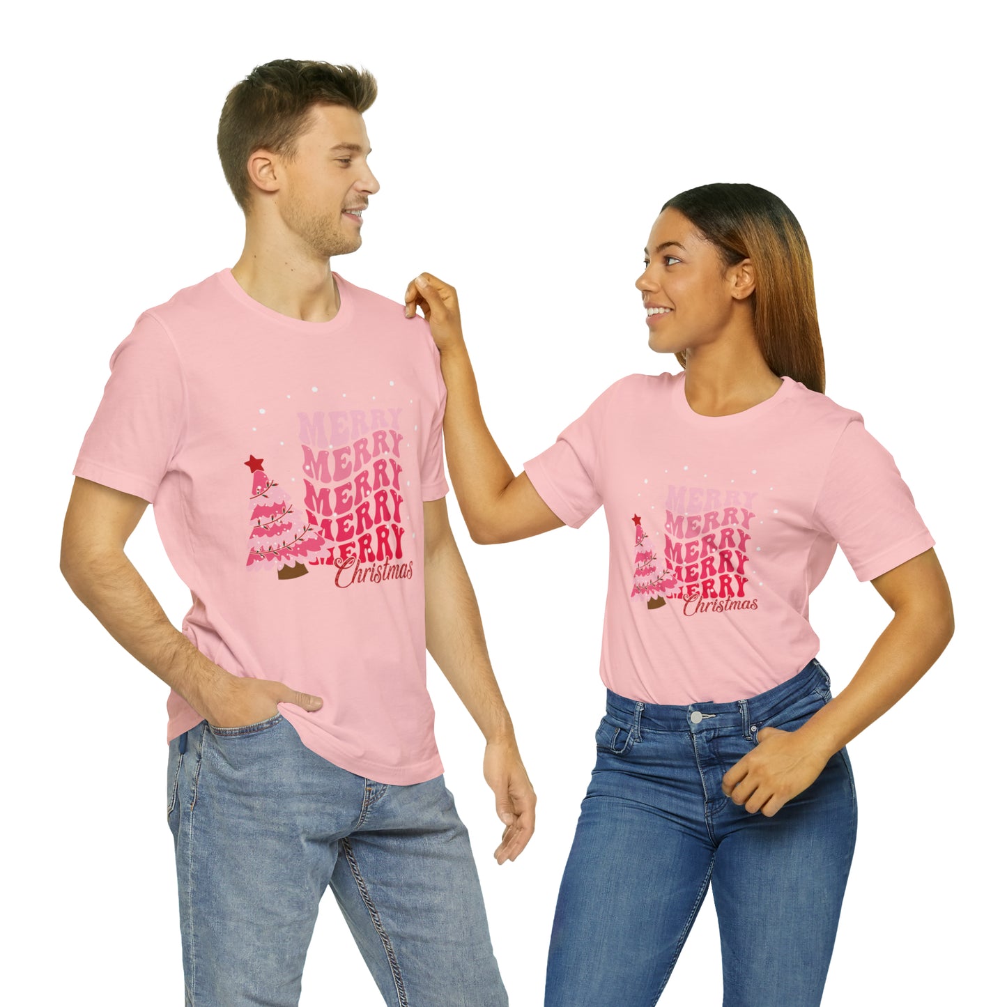 Festive AF shirt Pink Merry Bright Christmas Tshirt for Women Christmas Shirt Sweater Holiday Christmas gift for her gift for him unisex