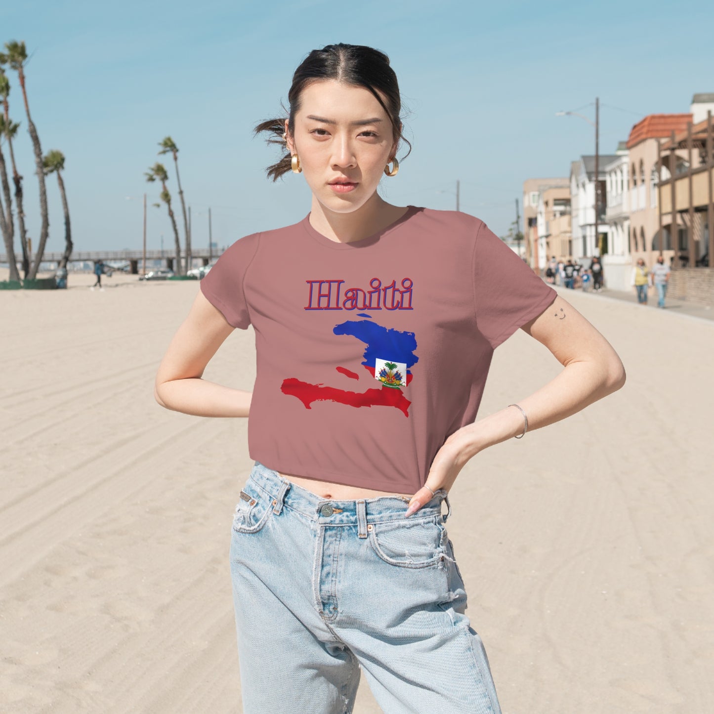 Haiti flag crop top Haiti shirt island Map Tee