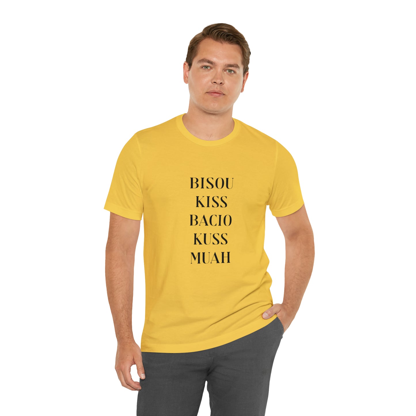 Bisou kiss shirt, travel shirt, best friend trip, girls vacation trip, Unisex Jersey Short Sleeve Tee