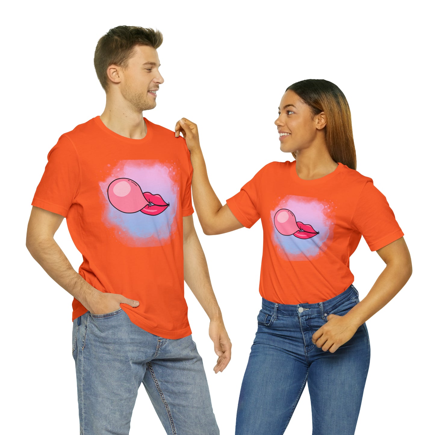Bubble gum kiss shirt, Pink Gum Shirt, Galantine gift travel shirt, best friend trip, girls vacation trip, Unisex Jersey Short Sleeve Tee