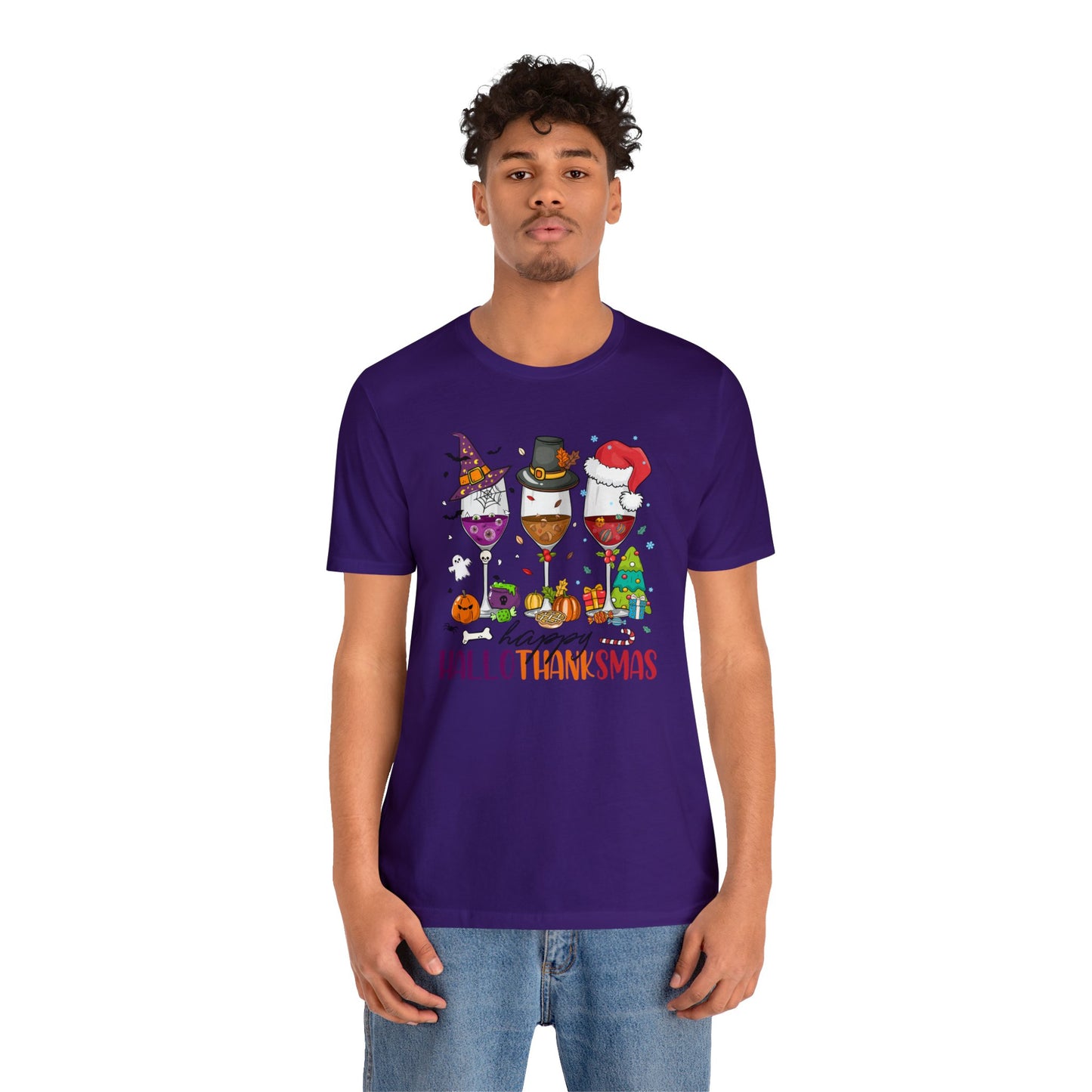 Wine lover shirt Happy holidays shirt Hallothanksmas gift for her gift for him happy Hallothanksmas Shirt Christmas gift Thanksgiving shirt