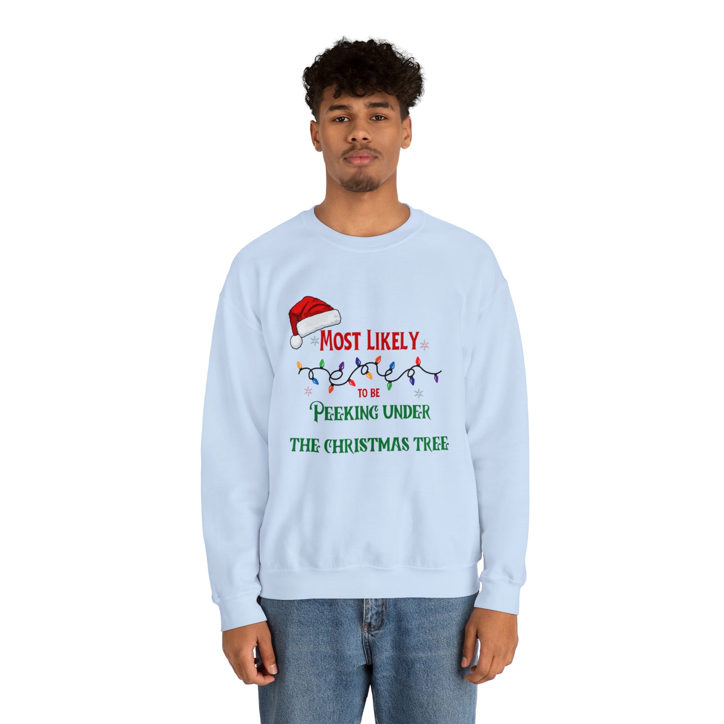 Matching Family Christmas Shirts Most likely to peek under the Christmas tree Santa claus Hat family tshirts Family Christmas Shirt, Matching Xmas Tees Custom Christmas T shirt photos