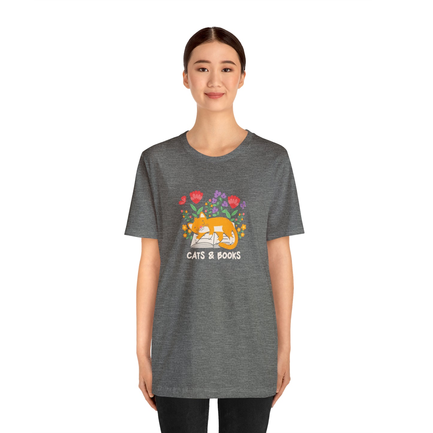 Cat Mom Shirt Cat Lover Tee Cute Book Cat Shirt Floral Book Shirt Book Lover Sweatshirt Reader Bookish Tee Cat Themed Gift For Women for men