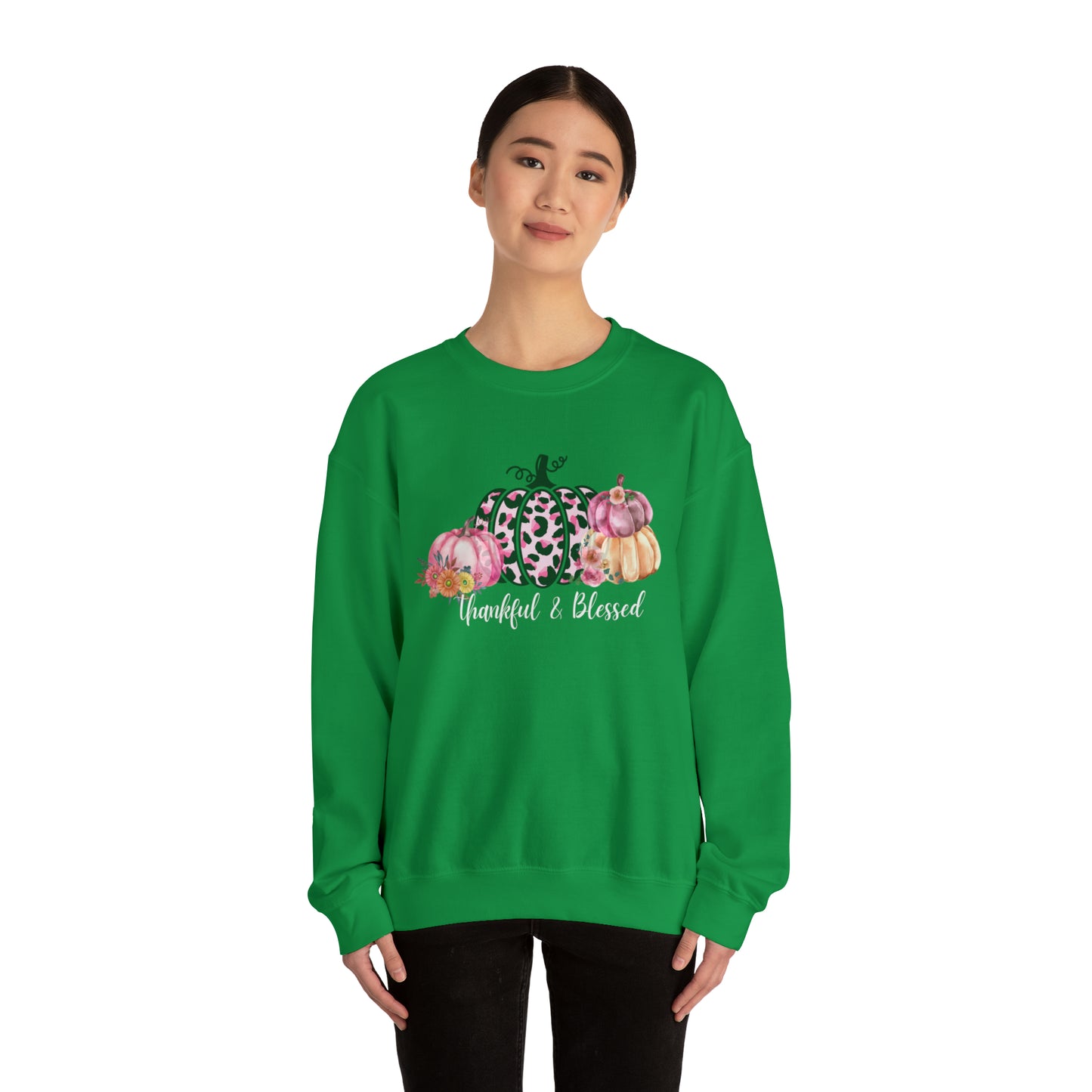 Thankful and blessed Sweatshirt thanksgiving sweater gift for her women's sweater best friend gift Christmas gift pink pumpkin