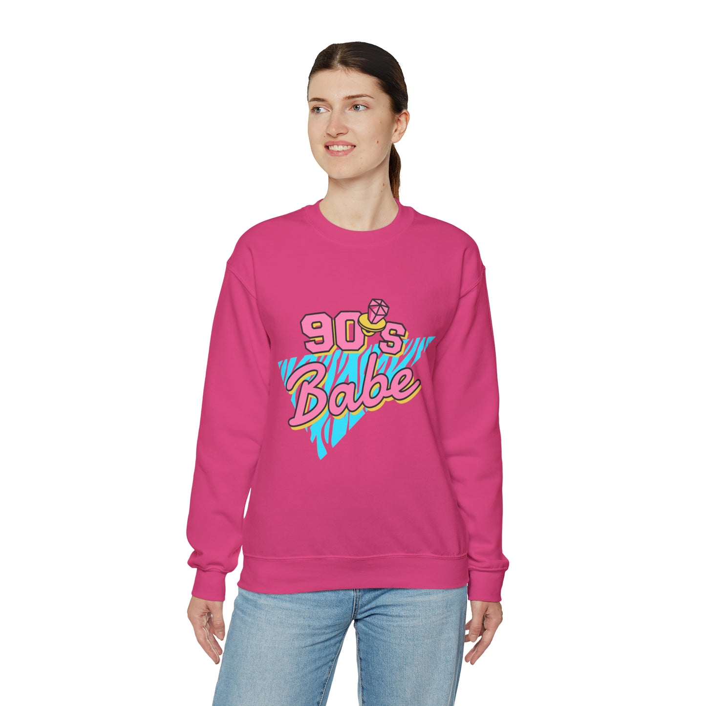 90's Babe Sweatshirt, Pink blue shirt, Unisex Heavy Blend Crewneck Sweatshirt