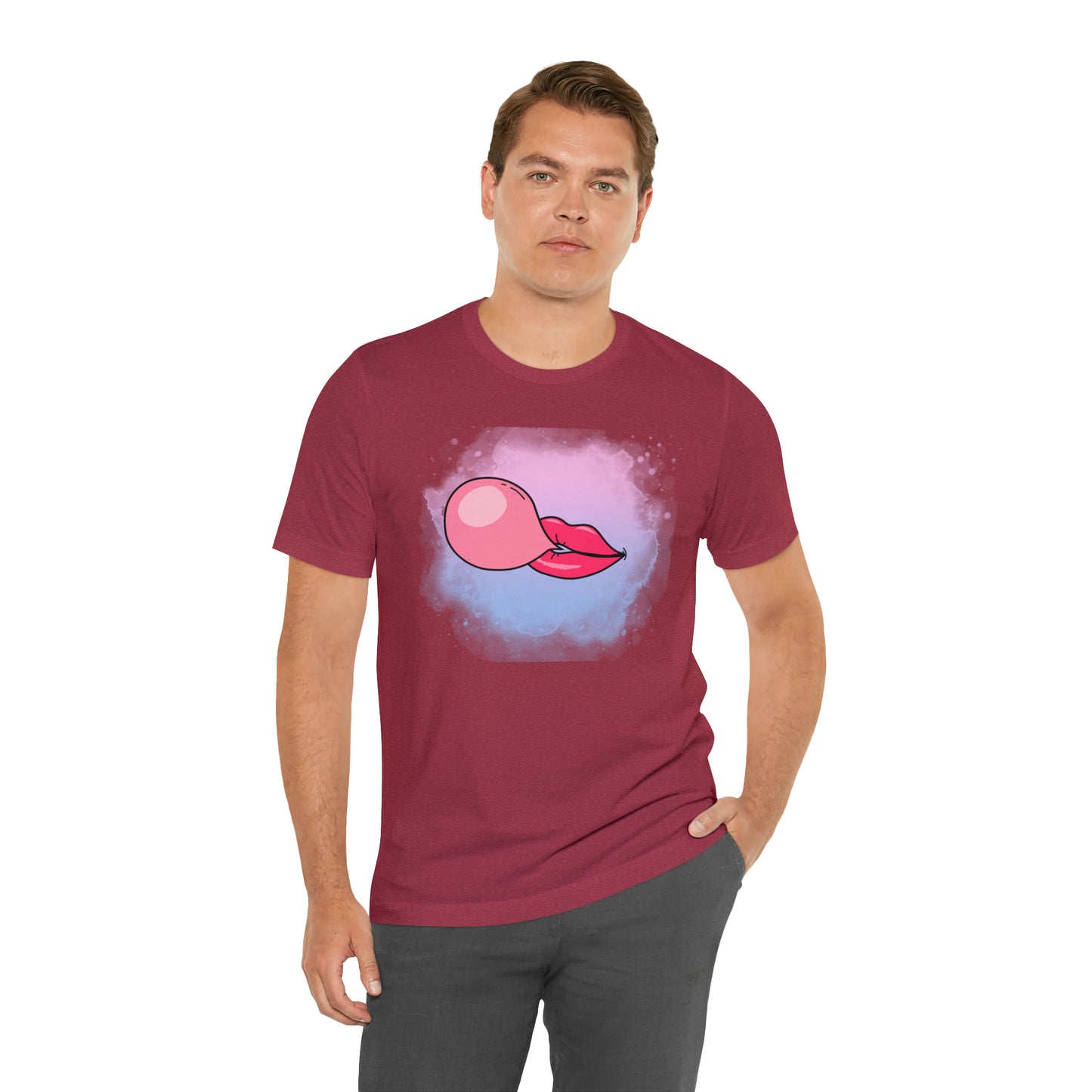 Bubble gum kiss shirt, Pink Gum Shirt, Galantine gift travel shirt, best friend trip, girls vacation trip, Unisex Jersey Short Sleeve Tee