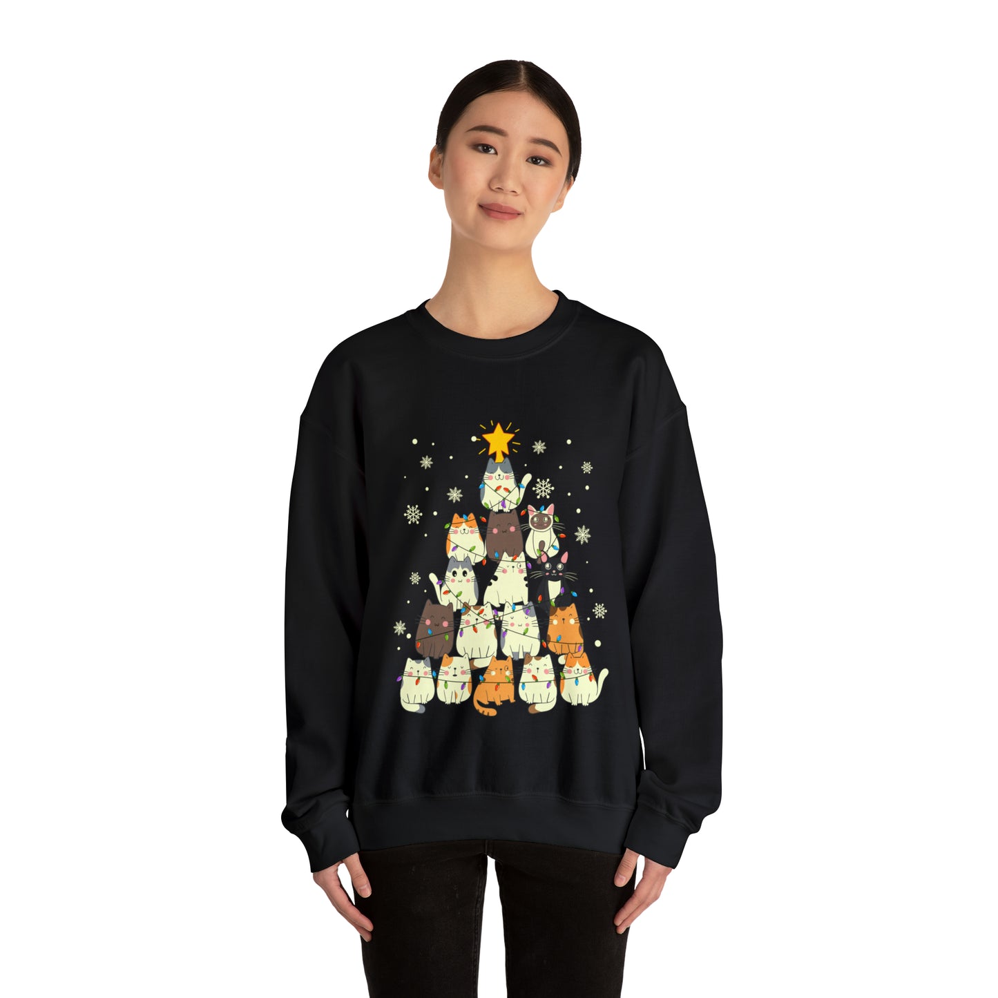 Cat Christmas sweater Kitty Christmas tree sweatshirt Family Cat lover gift for gift for him Merry Bright Christmas sweatshirt Christmas