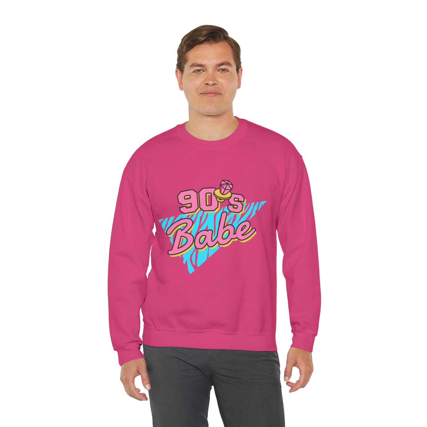 90's Babe Sweatshirt, Pink blue shirt, Unisex Heavy Blend Crewneck Sweatshirt