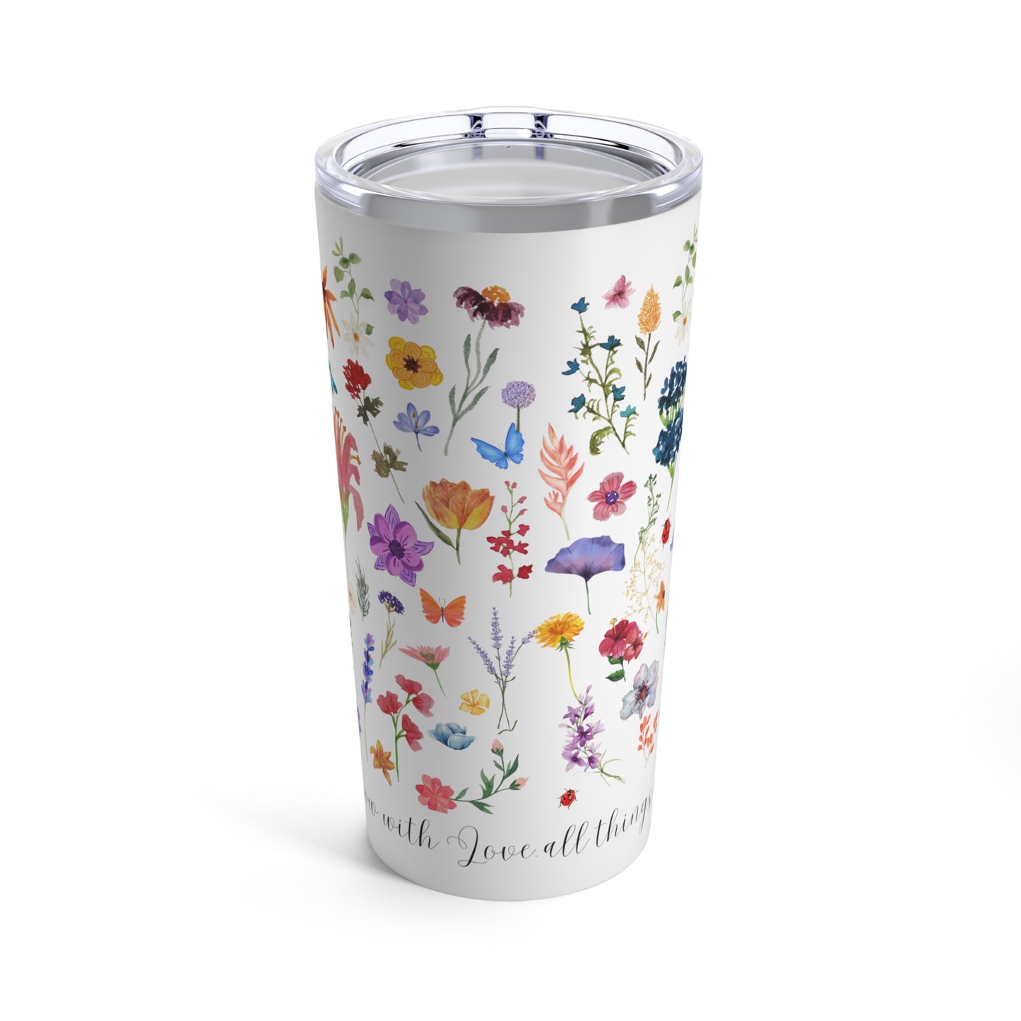 Grow with love tumbler teacher gift All things grow with love Flower child tumbler Birthday girl gifts Party Girl Birthday gift for her 20oz