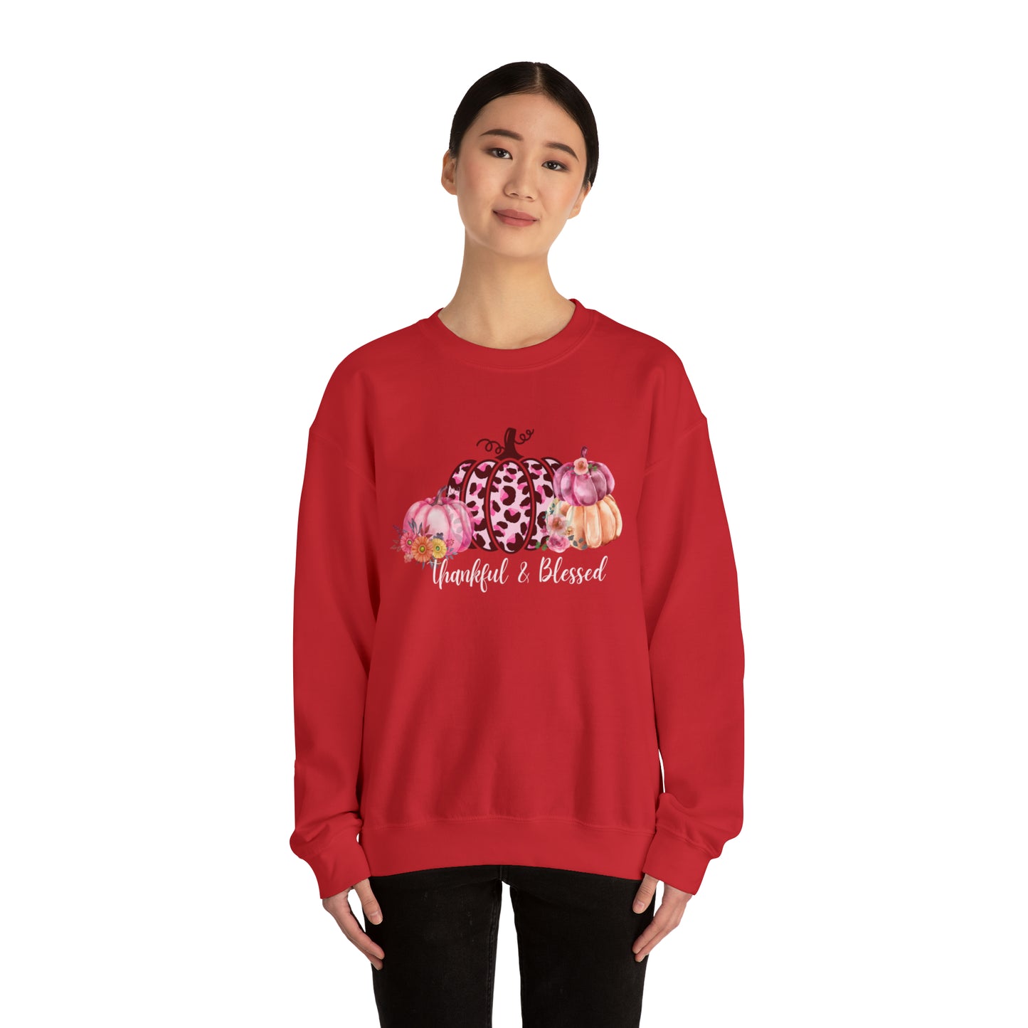 Thankful and blessed Sweatshirt thanksgiving sweater gift for her women's sweater best friend gift Christmas gift pink pumpkin