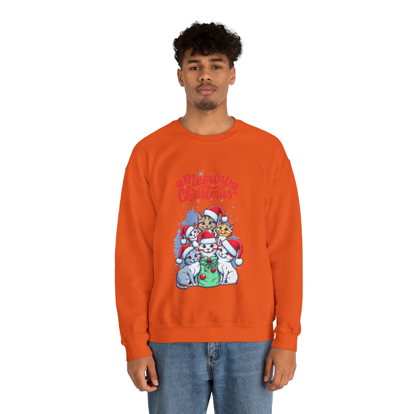 Funny Cat Christmas sweater Meowy Christmas shirt Kitty Christmas tree sweatshirt ugly Christmas sweater Family matching Bright Christmas