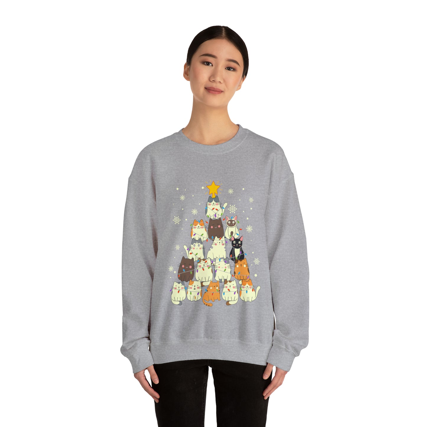 Cat Christmas sweater Kitty Christmas tree sweatshirt Family Cat lover gift for gift for him Merry Bright Christmas sweatshirt Christmas