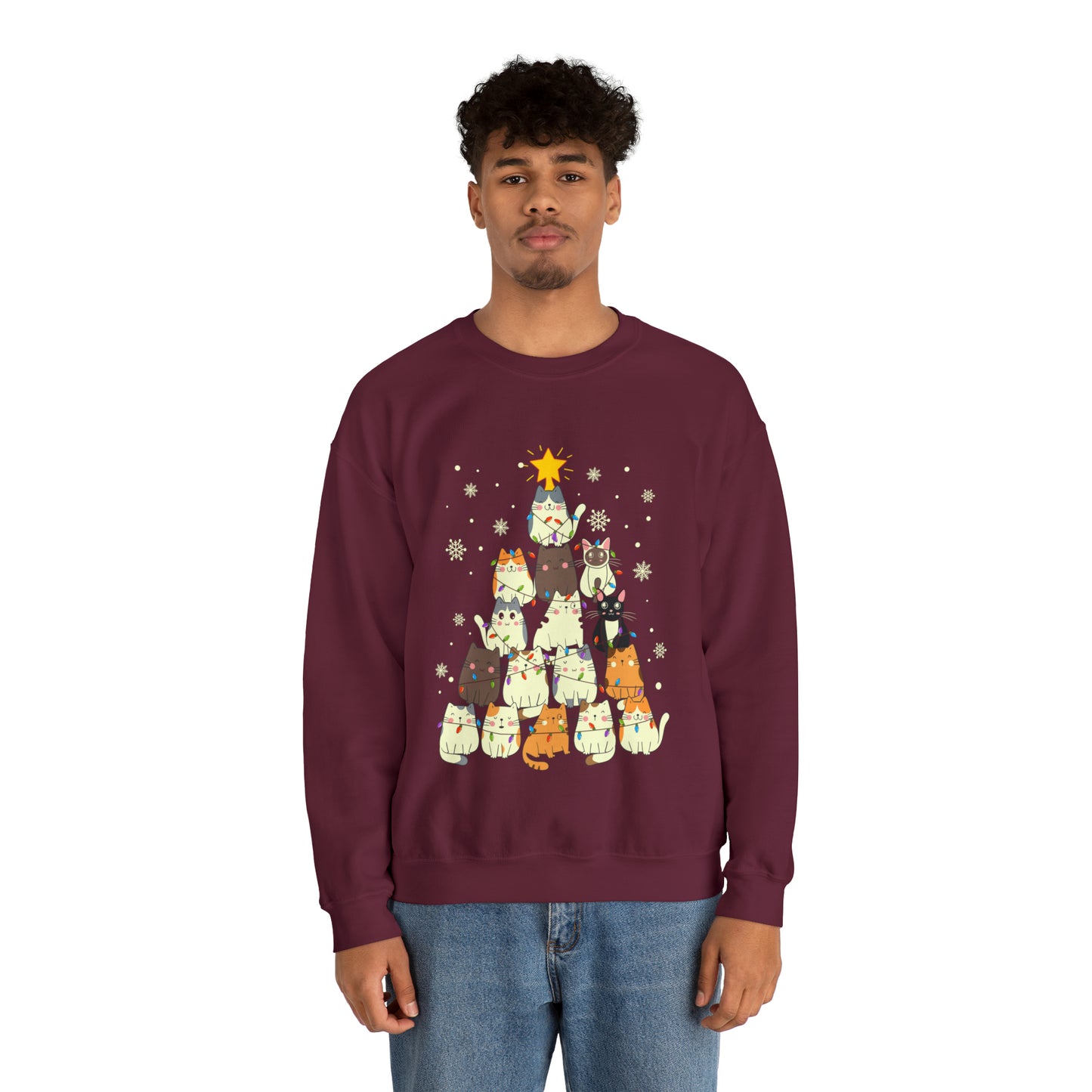 Cat Christmas sweater Kitty Christmas tree sweatshirt Family matching Merry Bright Christmas sweatshirt Christmas Sweater Holiday Christmas