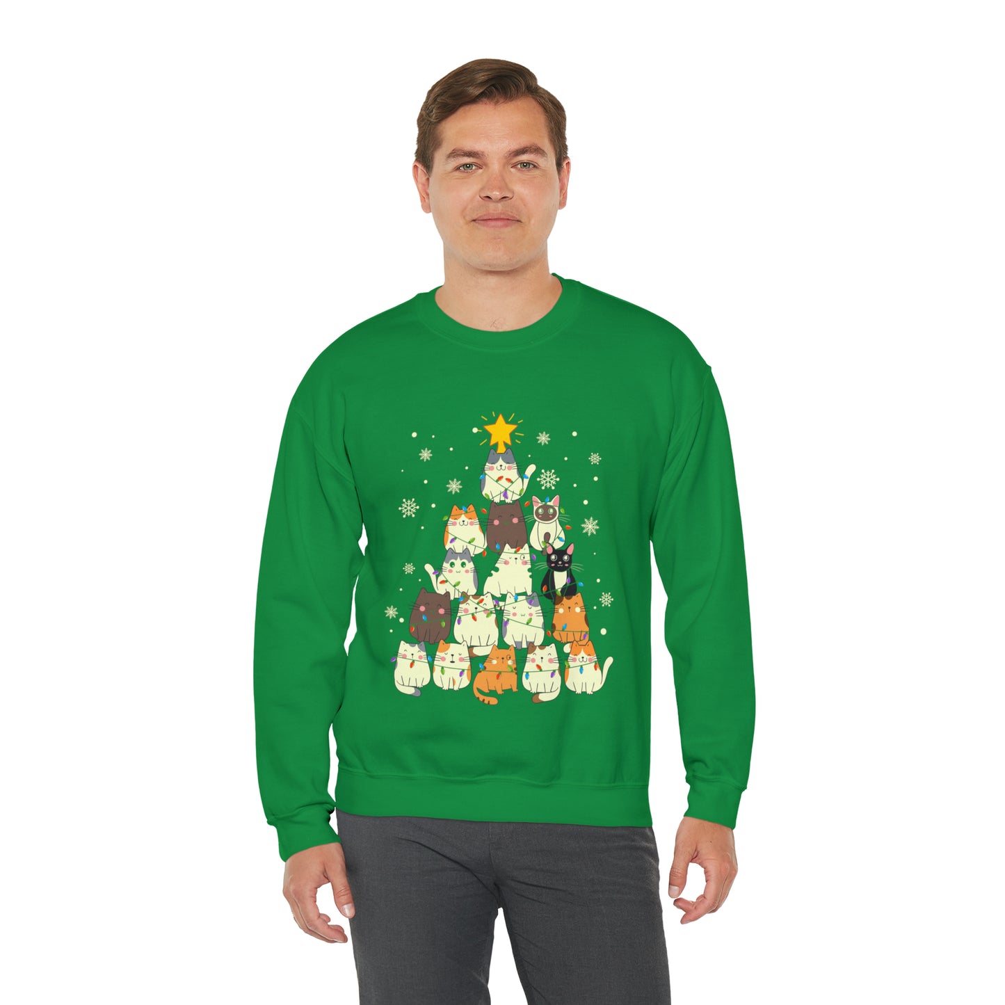 Cat Christmas sweater Kitty Christmas tree sweatshirt Family Cat lover gift for gift for him Merry Bright Christmas sweatshirt Christmas