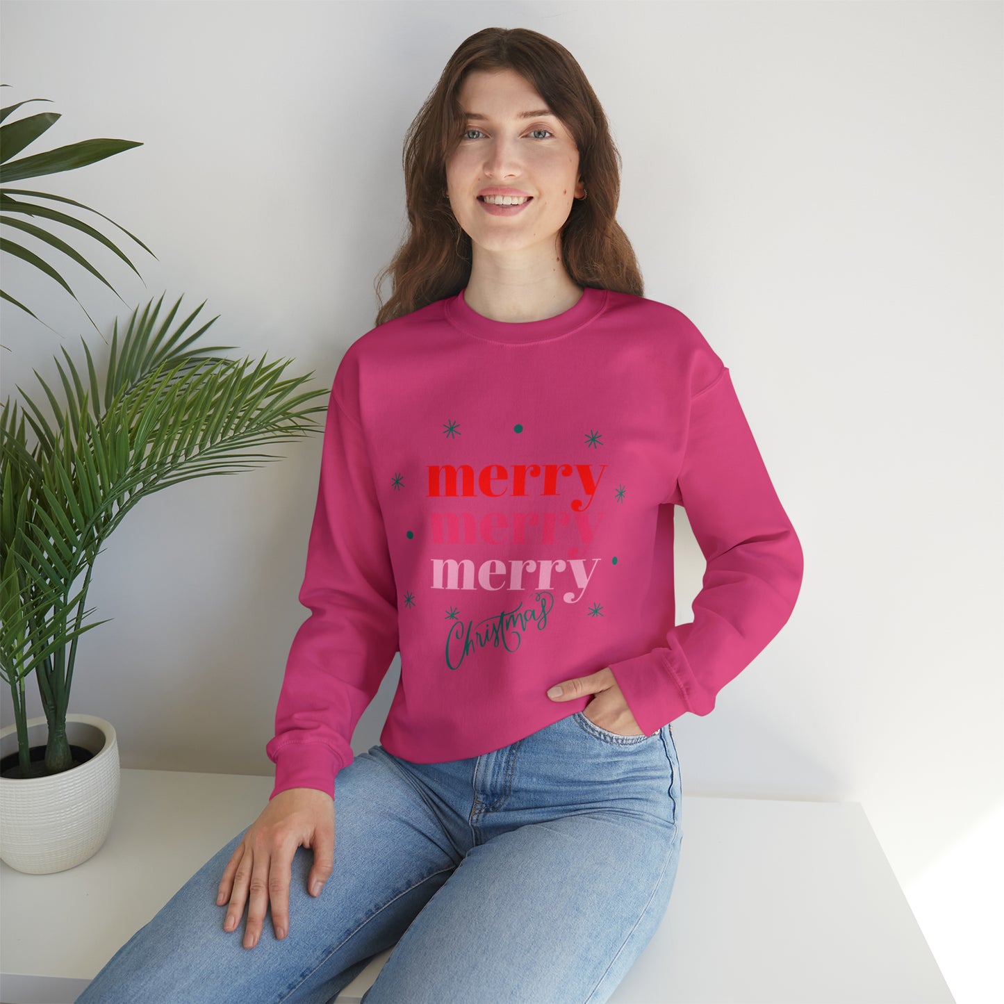 Festive AF sweater Pink Merry Bright Christmas Sweatshirt for Women Christmas Shirt Sweater Holiday Christmas gift for her gift for him