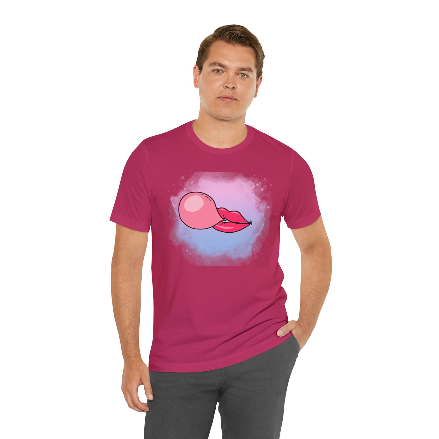 Bubble gum kiss shirt, Pink Gum Shirt, Galantine gift travel shirt, best friend trip, girls vacation trip, Unisex Jersey Short Sleeve Tee