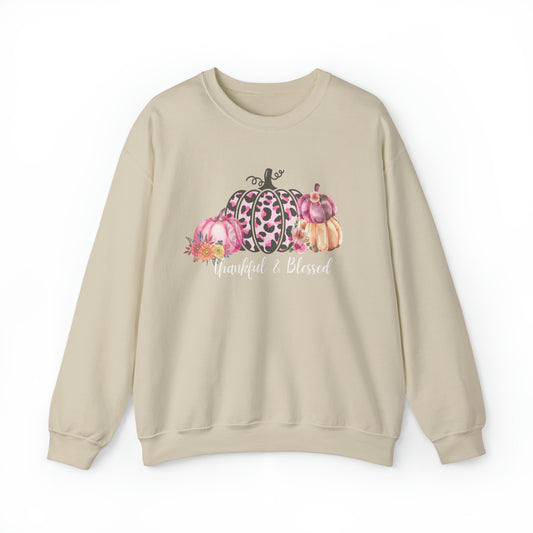 Thankful and blessed Sweatshirt thanksgiving sweater gift for her women's sweater best friend gift Christmas gift pink pumpkin