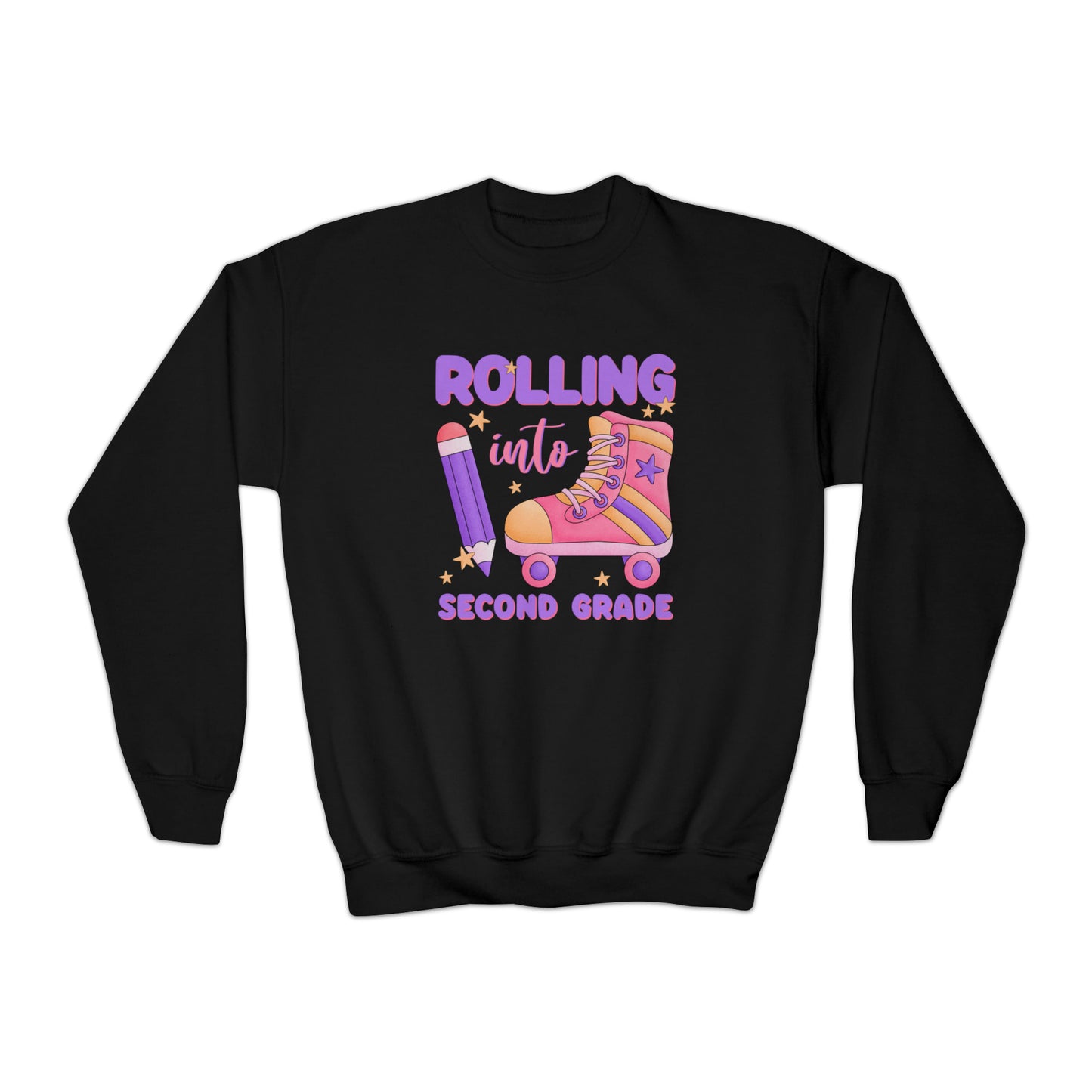 First day of school sweater second grade shirt elementary school style Youth Crewneck Sweatshirt
