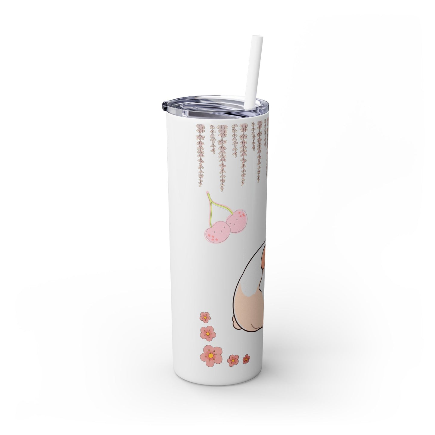 Cute Animal Skinny Tumbler with Straw Kawaii bottle 20oz - Perfect for Kids, Pets Lovers, Birthday Gift, Travel, Summer Fun