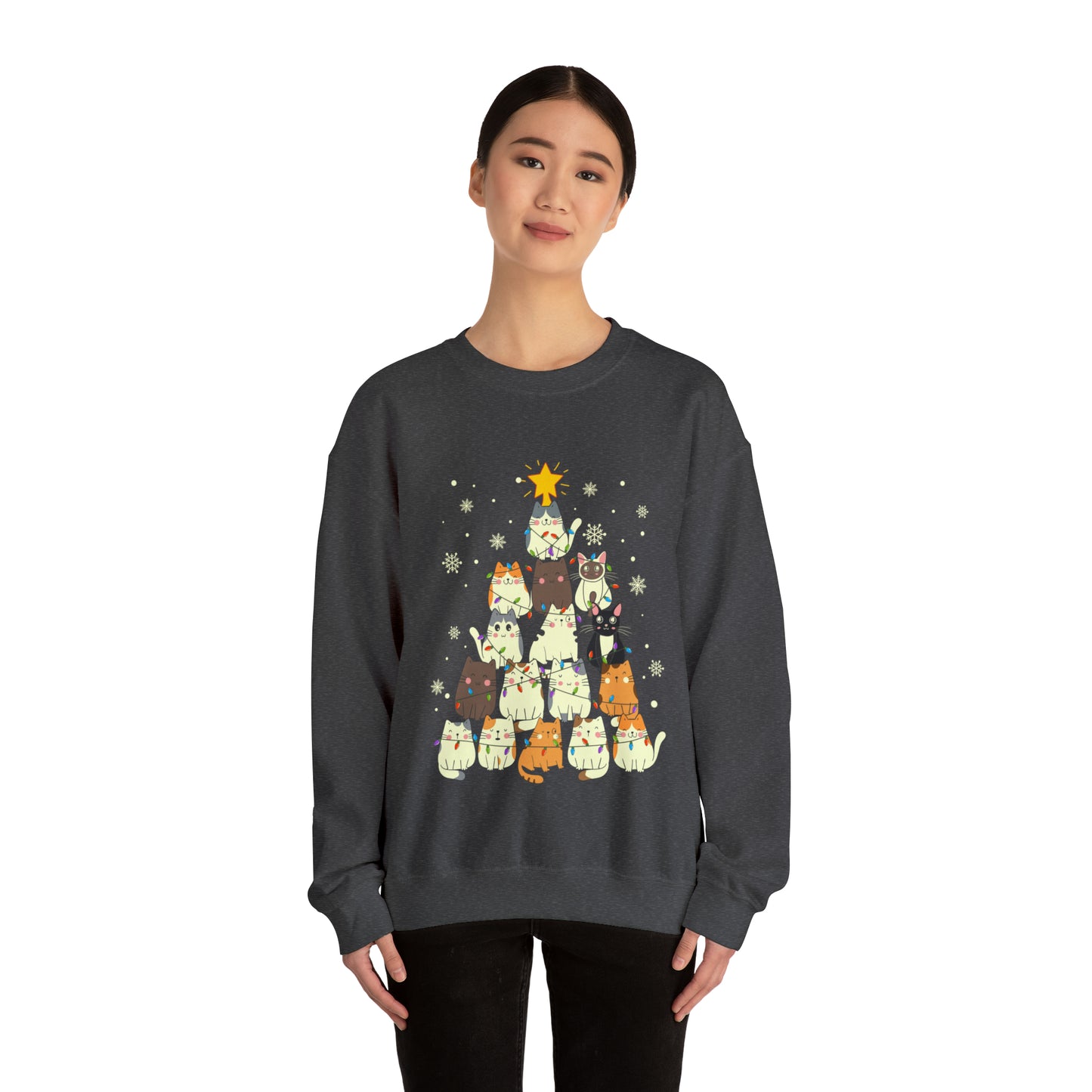 Cat Christmas sweater Kitty Christmas tree sweatshirt Family Cat lover gift for gift for him Merry Bright Christmas sweatshirt Christmas