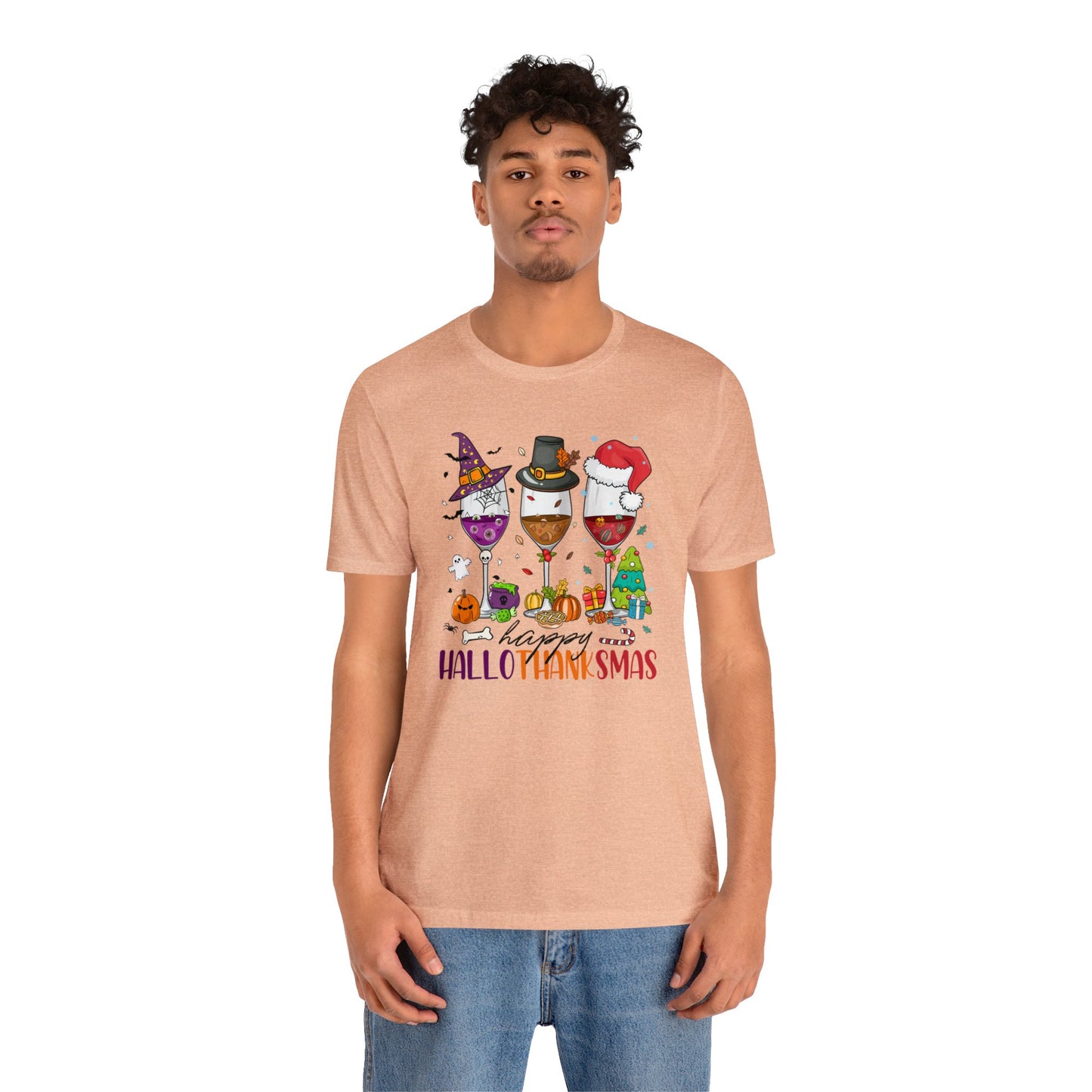 Wine lover shirt Happy holidays shirt Hallothanksmas gift for her gift for him happy Hallothanksmas Shirt Christmas gift Thanksgiving shirt