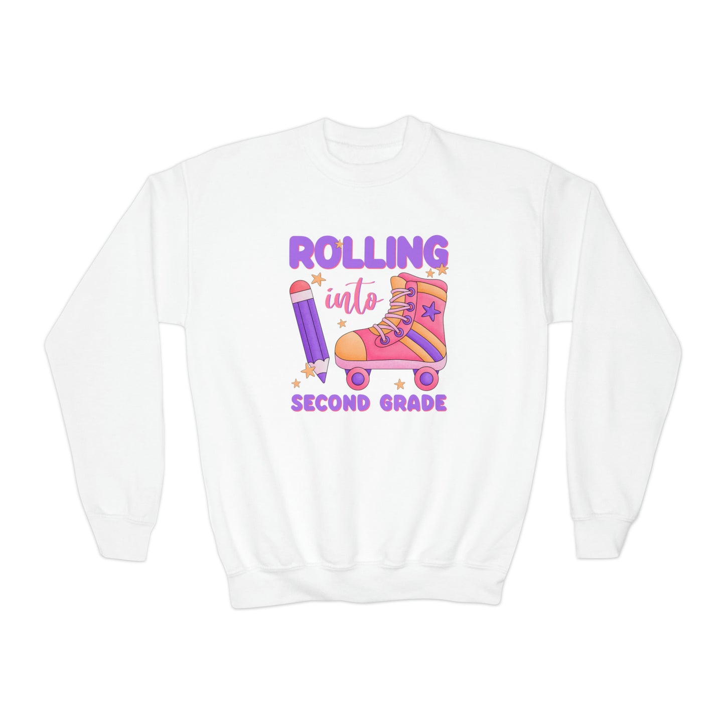 First day of school sweater second grade shirt elementary school style Youth Crewneck Sweatshirt