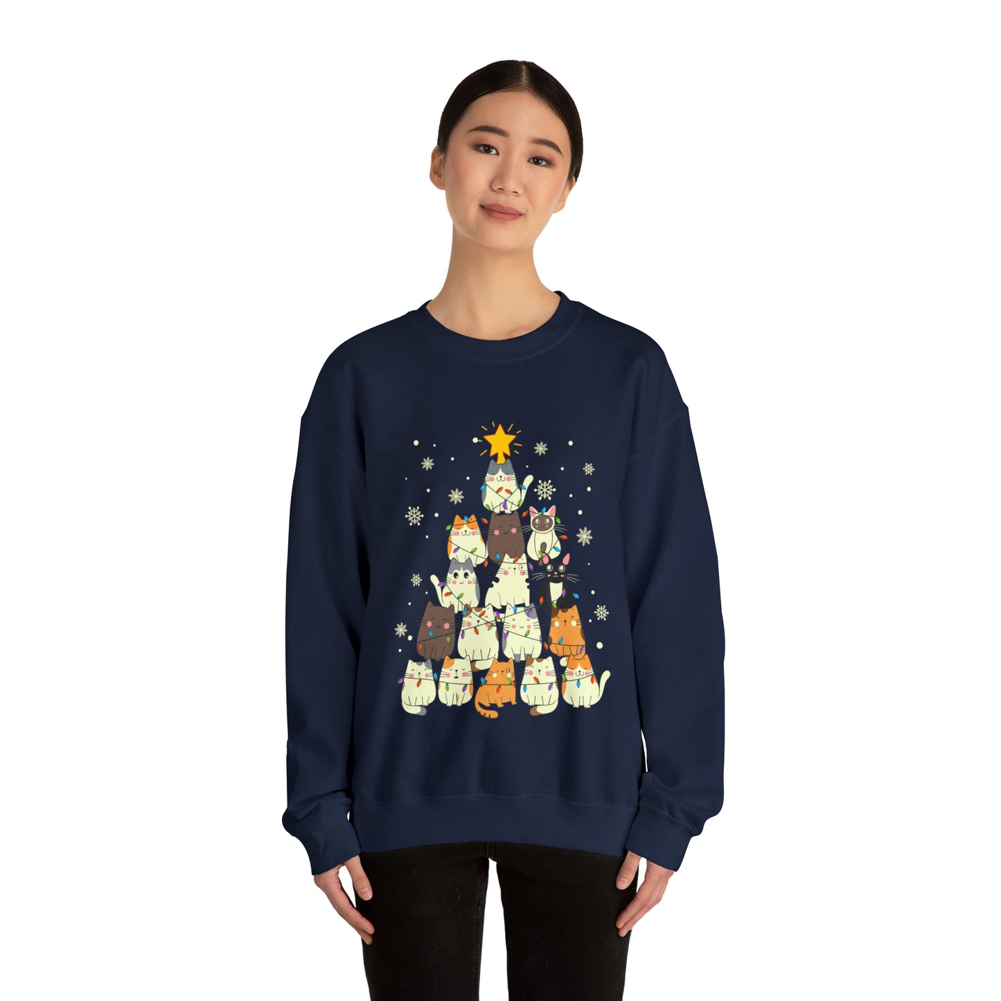 Cat Christmas sweater Kitty Christmas tree sweatshirt Family Cat lover gift for gift for him Merry Bright Christmas sweatshirt Christmas