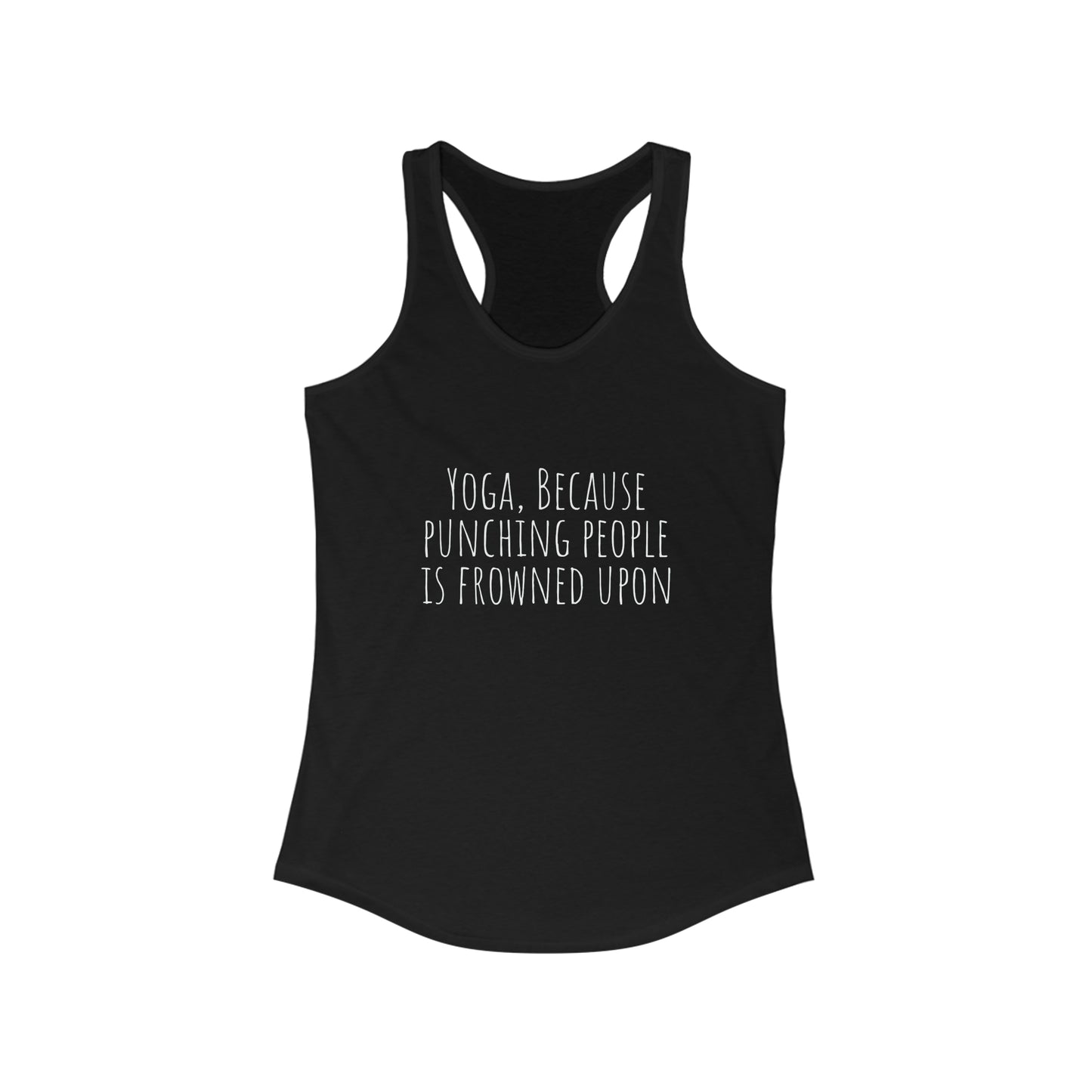 Yoga tanktop yoga because punching people is frowned upon shirt yogawear zen clothes bohemian tank topWomen's Ideal Racerback Tank