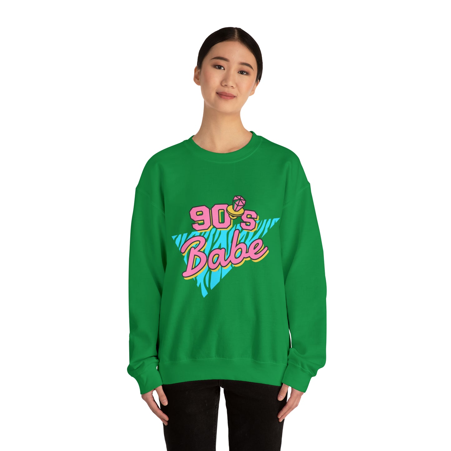 90's Babe Sweatshirt, Pink blue shirt, Unisex Heavy Blend Crewneck Sweatshirt