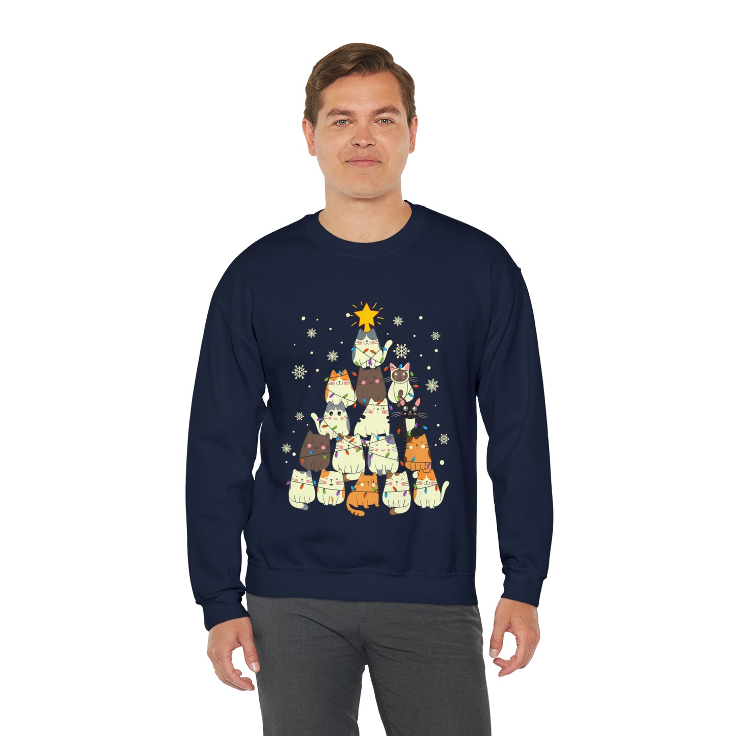 Cat Christmas sweater Kitty Christmas tree sweatshirt Family Cat lover gift for gift for him Merry Bright Christmas sweatshirt Christmas